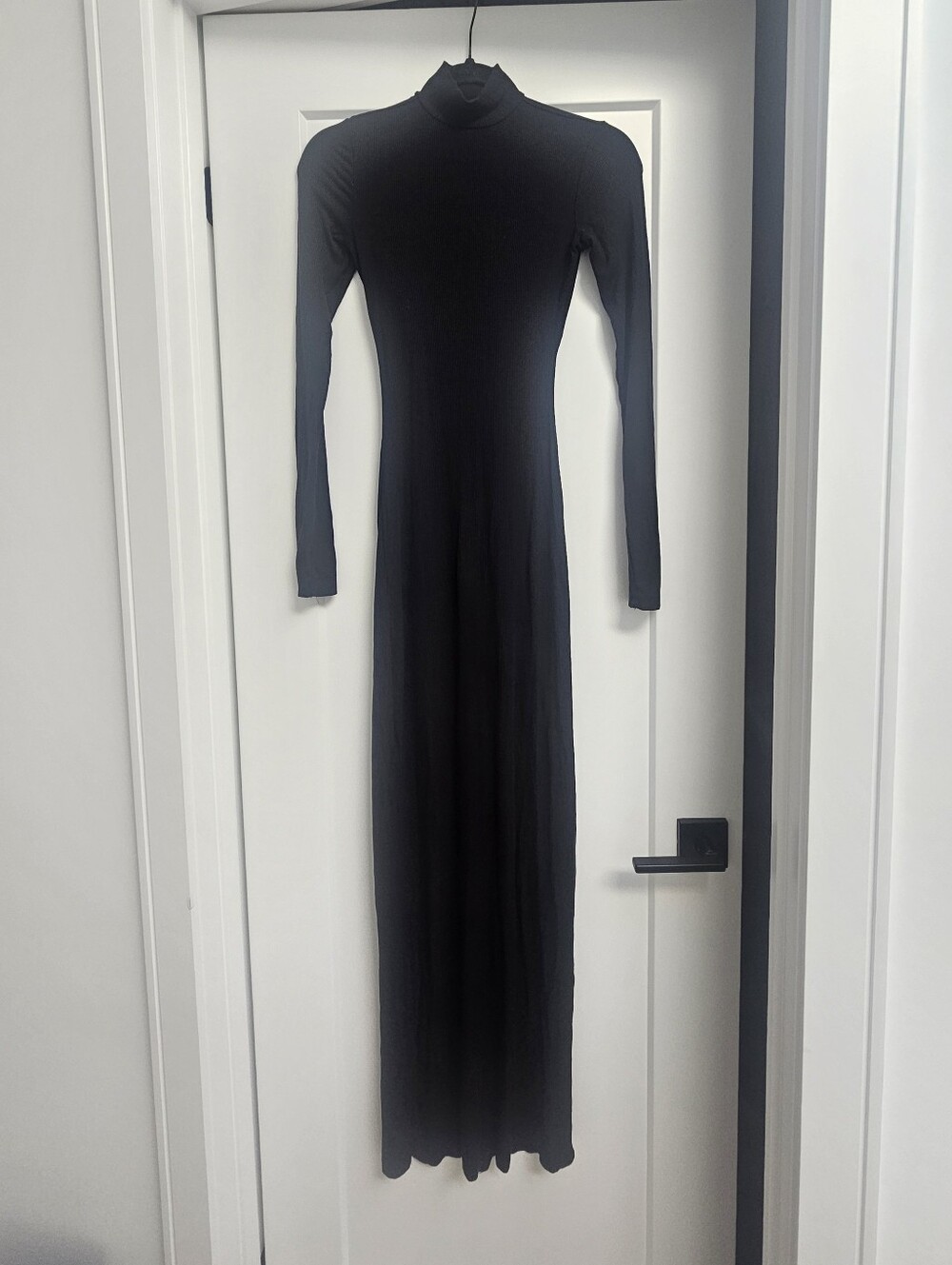 SKIMS Black Ribbed Maxi Turtleneck Mockneck Long Sleeve Dress XS